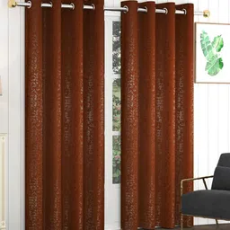BFAM Brown Sheer Long Door Curtain-image-92