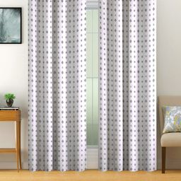 SWAYAM White & Blue Set of 2 Ethnic Motifs Black Out Long Door Curtain-11