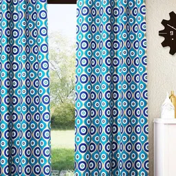Home Sizzler Blue & White Pure Cotton Room Darkening Door Curtain-picture-16