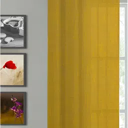 HOMEMONDE Yellow Cotton Eyelet Sheer Door Curtains-36
