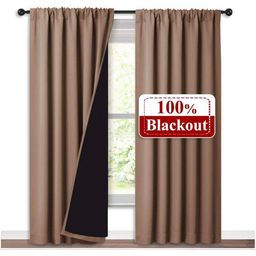 BFAM Brown Black Out Long Door Curtain-image-82