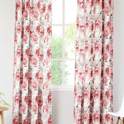 Encasa Homes Pink & White Set of 2 Ethnic Motifs Sheer Long Door Curtain-13