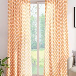 Encasa Homes Orange & White Set of 2 Striped Sheer Long Door Curtain-image-64