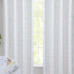 URBAN SPACE White & Gold-Toned Printed Black Out Door Curtain-image-93