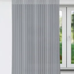 Kuber Industries Grey Striped Eyelet Window Curtain-2