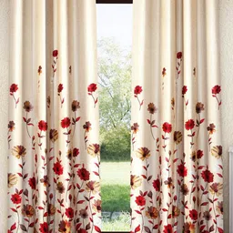 Home Sizzler Maroon & Cream Coloured 2 Pieces Floral Room Darkening Door Curtains-26