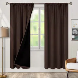 BFAM Brown Black Out Window Curtain-image-96