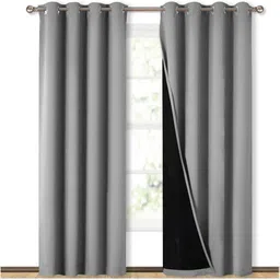 BFAM Grey Black Out Long Door Curtain-image-71