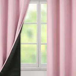 BFAM Pink Black Out Long Door Curtain-54