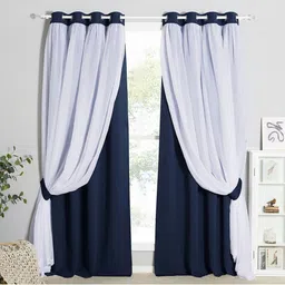 BFAM Blue Black Out Long Door Curtain-image-88
