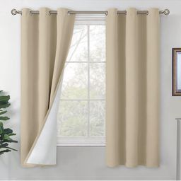 BFAM White & Beige Black Out Window Curtain-10