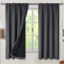 BFAM Black Set of 2 Black Out Window Curtain-39