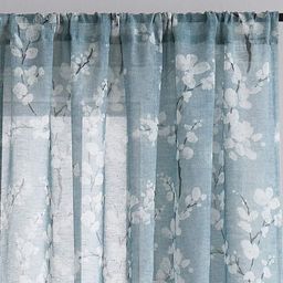 BFAM Blue & White Floral Sheer Long Door Curtain-44
