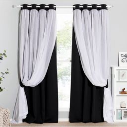 BFAM Black & White Sheer Window Curtain-image-92
