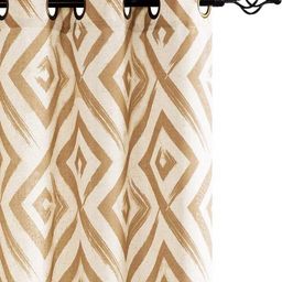 URBAN SPACE Beige & Cream-Coloured 2 Pieces Geometric Printed Cotton Window Curtains-6