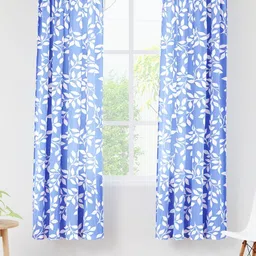 Encasa Homes Blue & White Set of 2 Floral Sheer Window Curtain-image-30