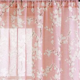 BFAM Pink & White Floral Sheer Long Door Curtain-image-117