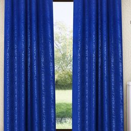 Home Sizzler Blue 2 Pieces Abstract Self Design Black Out Long Door Curtain-52