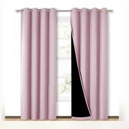 BFAM Pink Set of 2 Black Out Door Curtain-12