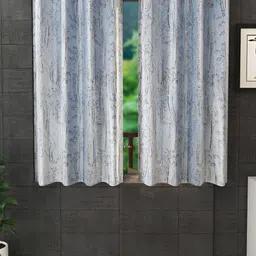 Stella Creations Blue 2 Pieces Floral Room Darkening Window Curtains-image-95