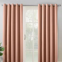 haus & kinder Peach 2 Pieces Black Out Velvet Door Curtains-image-5