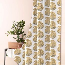Trance Home Linen Gold Toned & White Printed Room Darkening Pure Cotton Window Curtain-image-6