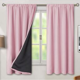 BFAM Pink & Black Black Out Door Curtain-image-142