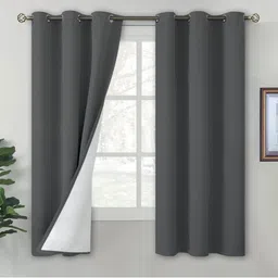 BFAM Grey & White Black Out Window Curtain-picture-11