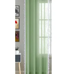 HOMEMONDE Green & White Cotton Eyelet Sheer Window Curtain-picture-49