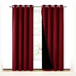 BFAM Maroon & Black Black Out Long Door Curtain-image-77