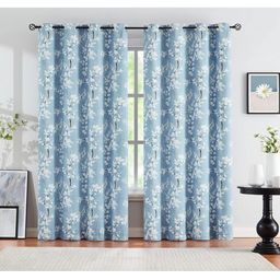 BFAM Blue & White Floral Printed Black Out Long Door Curtain-image-81