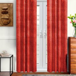 Cortina Red Set of 2 Abstract Printed Room Darkening Long Door Curtain-18