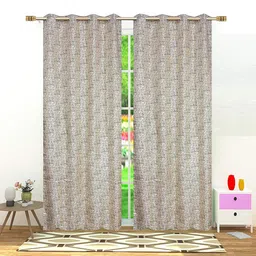 Fresh From Loom Black & Grey Set of 2 Room Darkening Long Door Curtain-25