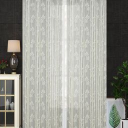 Homefab India Cream-Coloured Set of 2 Sheer Window Curtain-58