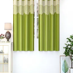 Homefab India Green Set of 2 Window Curtain-image-78