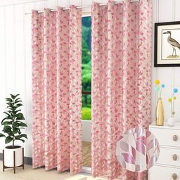Fresh From Loom Pack of 2 Pink & Beige Room Darkening Long Door Designer Curtains-46