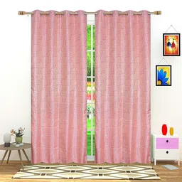 Fresh From Loom Pink & Beige Set of 2 Room Darkening Door Curtain-13