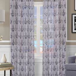 ROMEE Blue & Grey Set of 2 Floral Sheer Door Curtain-55
