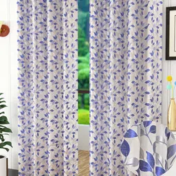 Fresh From Loom Blue & White Set of 2 Room Darkening Long Door Curtain-31