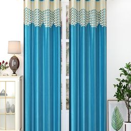 Homefab India Turquoise Blue Set of 2 Door Curtain-image-53