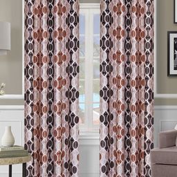 ROMEE Brown Set of 2 Geometric Print Room Darkening Long Door Curtains-image-91