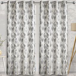 Fresh From Loom Grey & White Set of 2 Room Darkening Door Curtain-11
