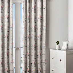 URBAN DREAM Grey & Pink Rabbit Printed Long Door Curtain-image-94