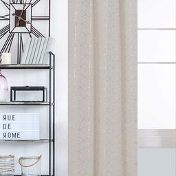 URBAN SPACE Gold Foil Beige Printed Cotton Black Out Window Curtain-16