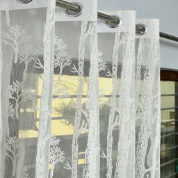Homefab India Cream-Coloured Set of 2 Sheer Window Curtain image 4