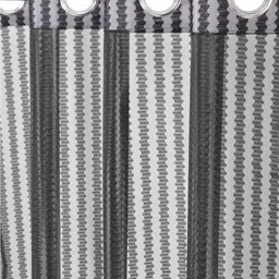 Fashion String Black & Grey 2 Pieces Geometric Printed Sheer Window Curtains image 2