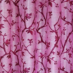ROMEE Pink & Fuchsia Set of 2 Floral Printed Window Curtain image 2