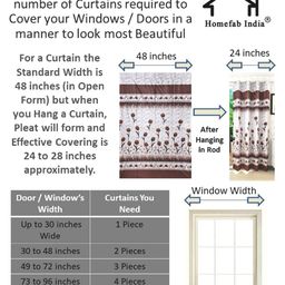 Homefab India Cream-Coloured Set of 2 Sheer Window Curtain image 2