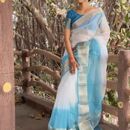 DIVASTRI Ombre Zari Organza Leheriya Saree-image-20