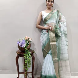Mitera Women Tie and Dye Zari Organza Saree-image-66